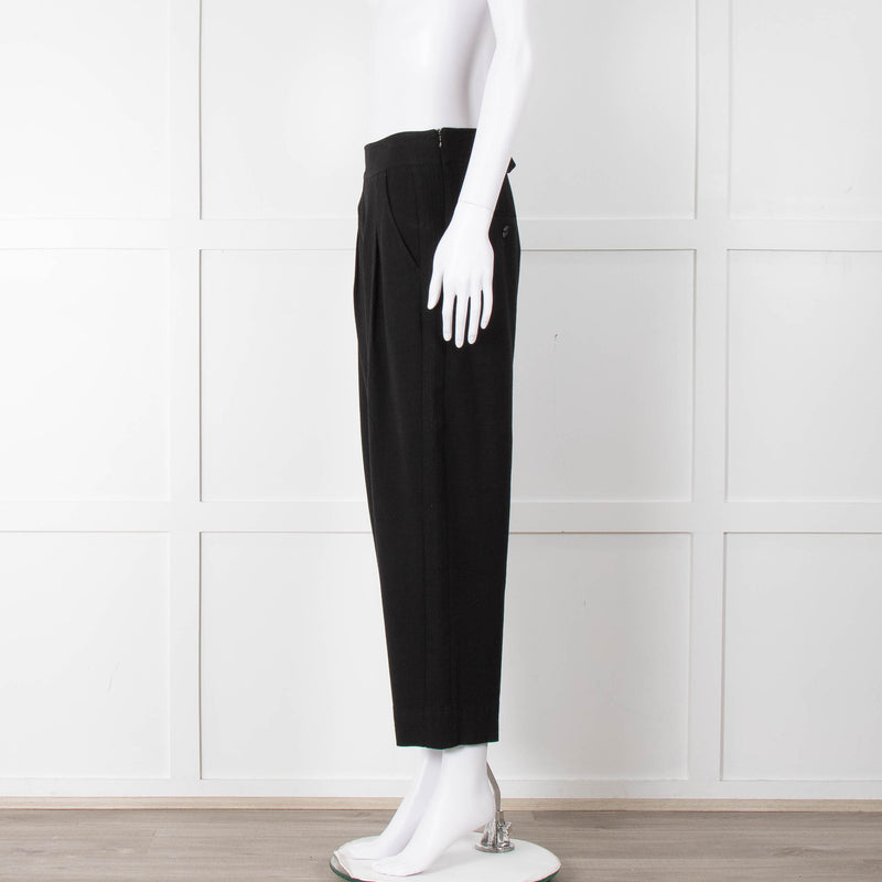ME + EM Black Side Zip Back Buckle Trousers