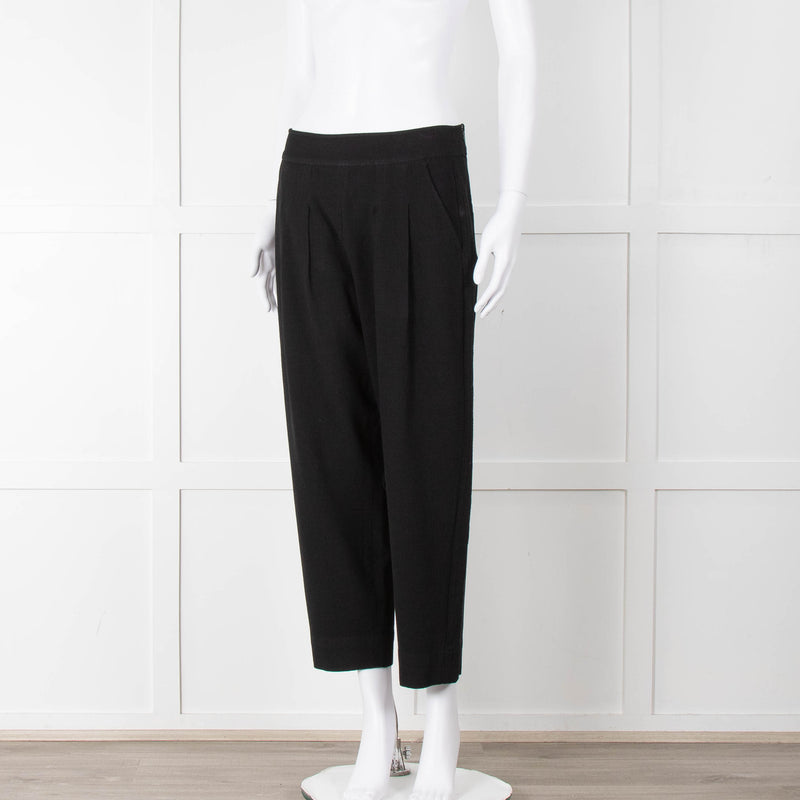 ME + EM Black Side Zip Back Buckle Trousers