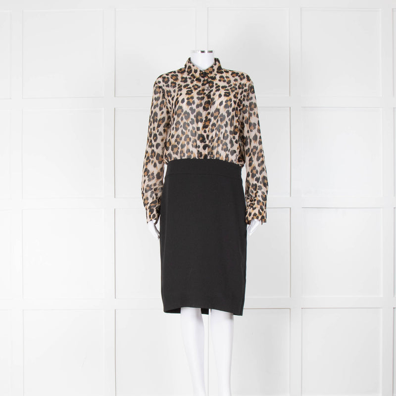 Boutique Moschino Sheer Animal Print & Black Dress