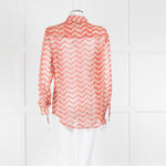 The Kooples Red Cream Floral Sheer Long Sleeve Shirt