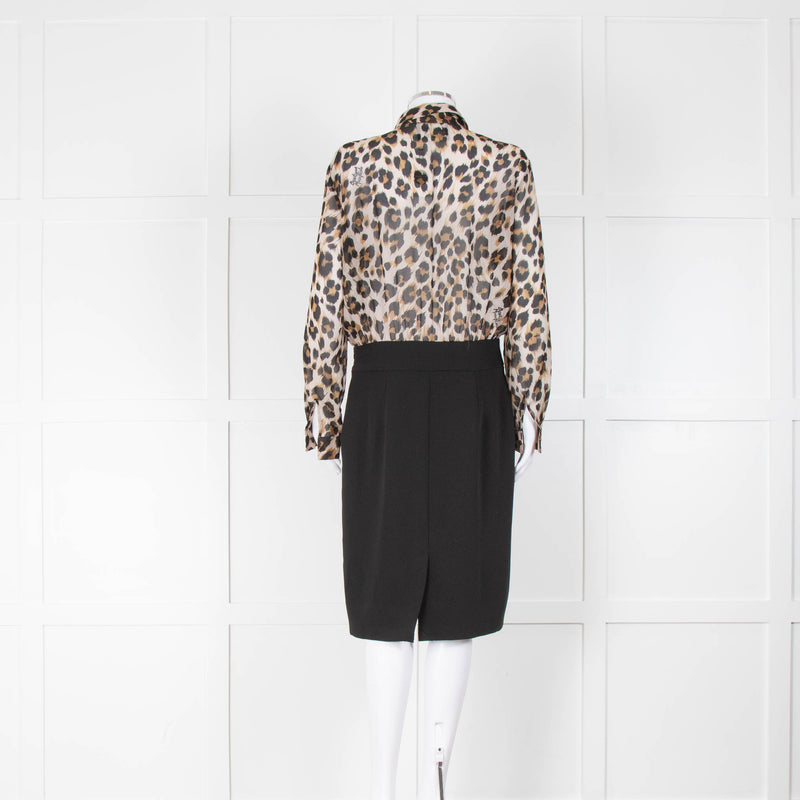 Boutique Moschino Sheer Animal Print & Black Dress