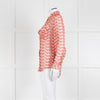 The Kooples Red Cream Floral Sheer Long Sleeve Shirt