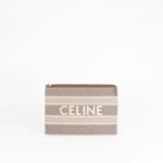 Celine Grey And Tan Logo Cloth Clutch Bag