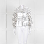 CH Carolina Herrera White Black Polka Dot Cotton Shirt