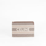Celine Grey And Tan Logo Cloth Clutch Bag