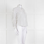 CH Carolina Herrera White Black Polka Dot Cotton Shirt