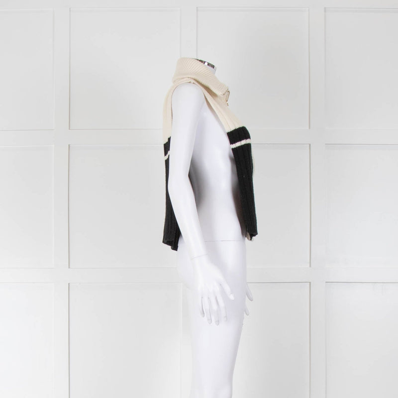 Sandro Cream & Black With Zip Front Wool Mix Tabard