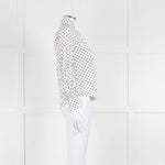 CH Carolina Herrera White Black Polka Dot Cotton Shirt