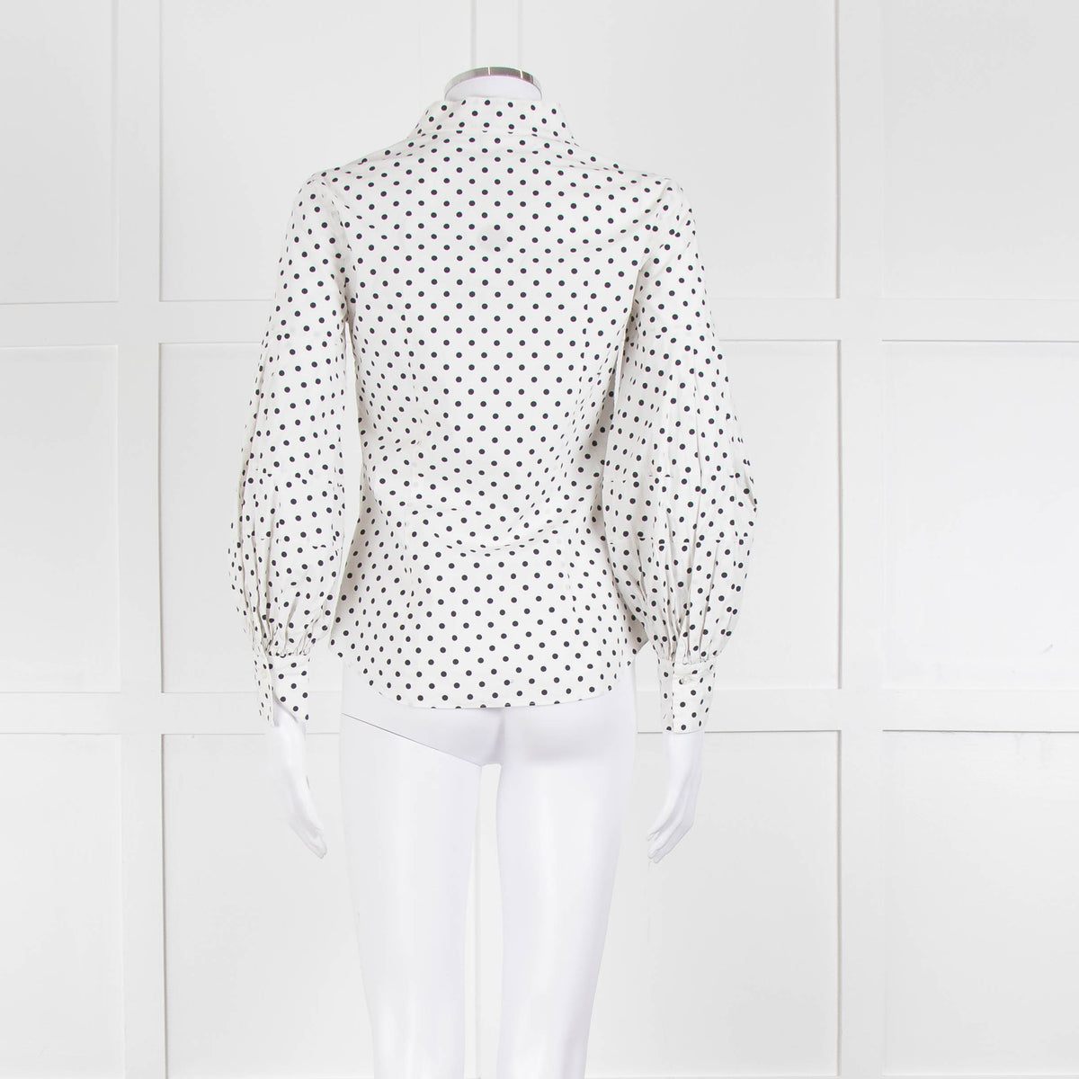 CH Carolina Herrera White Black Polka Dot Cotton Shirt