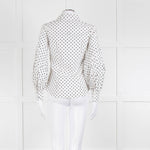 CH Carolina Herrera White Black Polka Dot Cotton Shirt