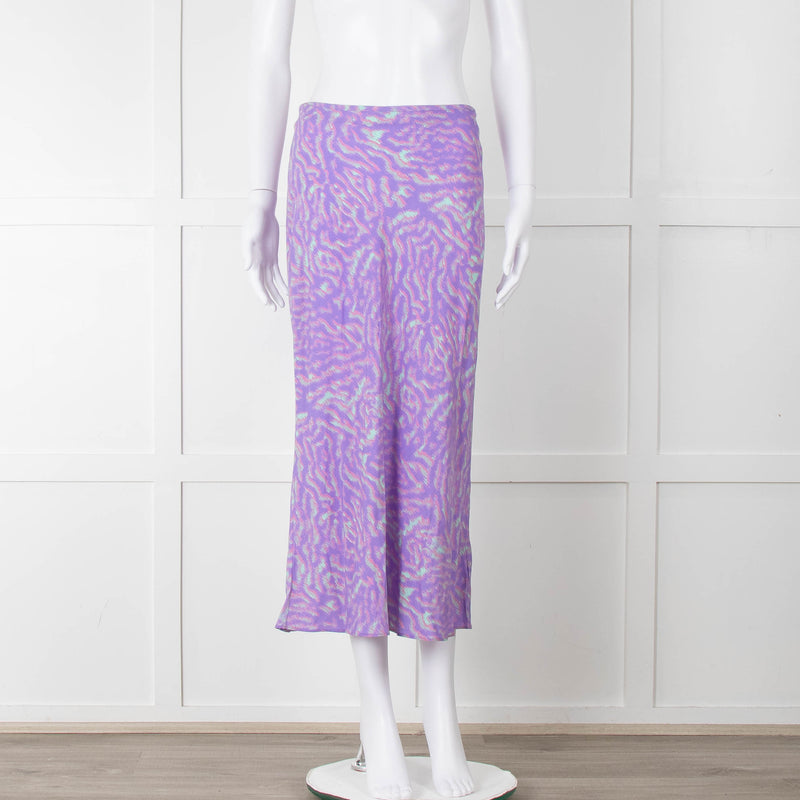 PS Paul Smith Lilac Grey Swirl Print Midi Skirt