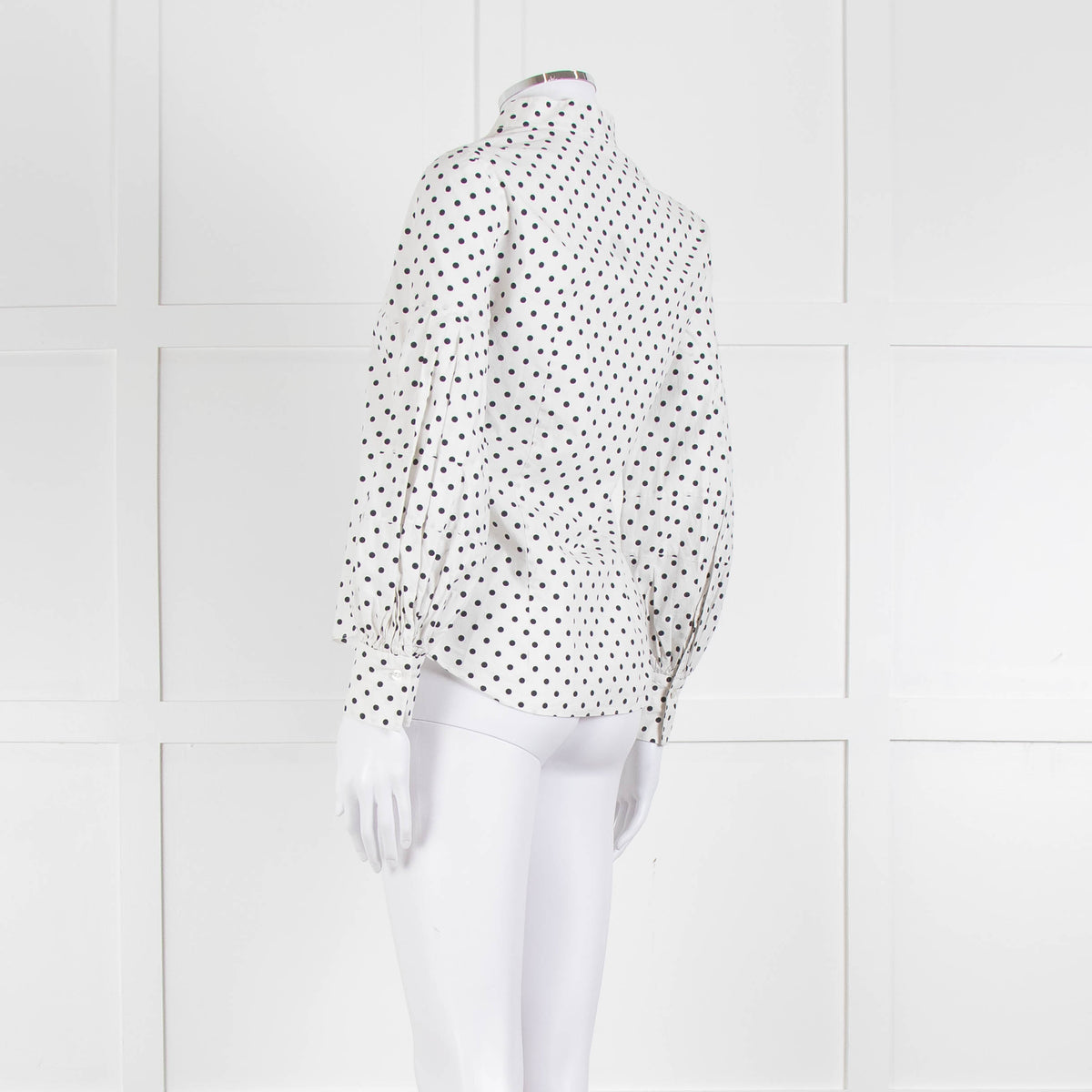 CH Carolina Herrera White Black Polka Dot Cotton Shirt