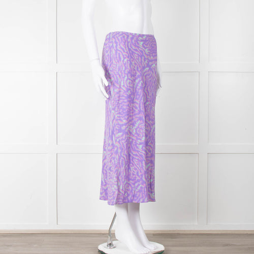 PS Paul Smith Lilac Grey Swirl Print Midi Skirt