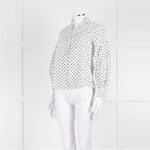 CH Carolina Herrera White Black Polka Dot Cotton Shirt