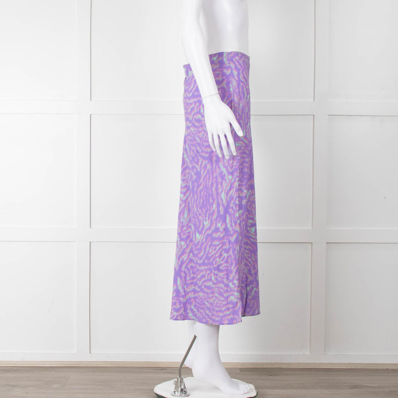 PS Paul Smith Lilac Grey Swirl Print Midi Skirt