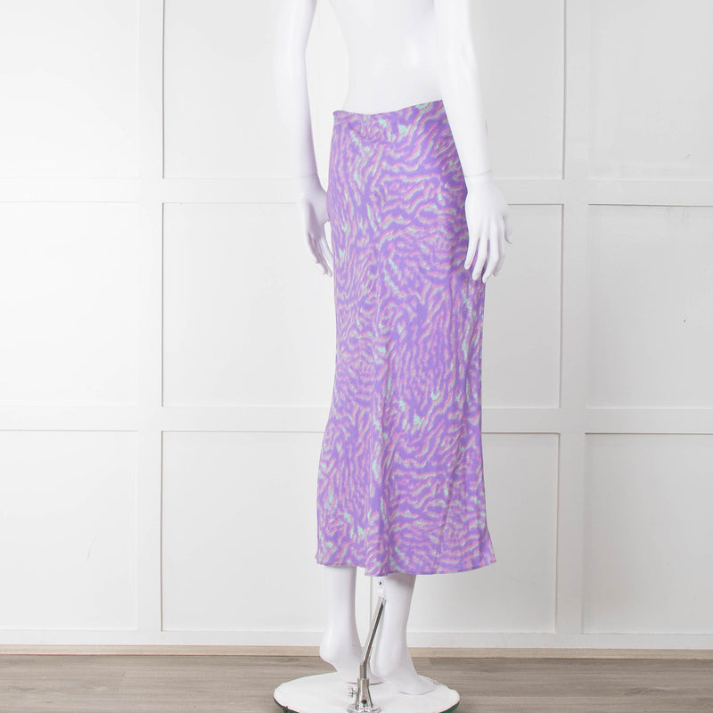 PS Paul Smith Lilac Grey Swirl Print Midi Skirt