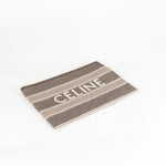 Celine Grey And Tan Logo Cloth Clutch Bag