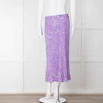 PS Paul Smith Lilac Grey Swirl Print Midi Skirt