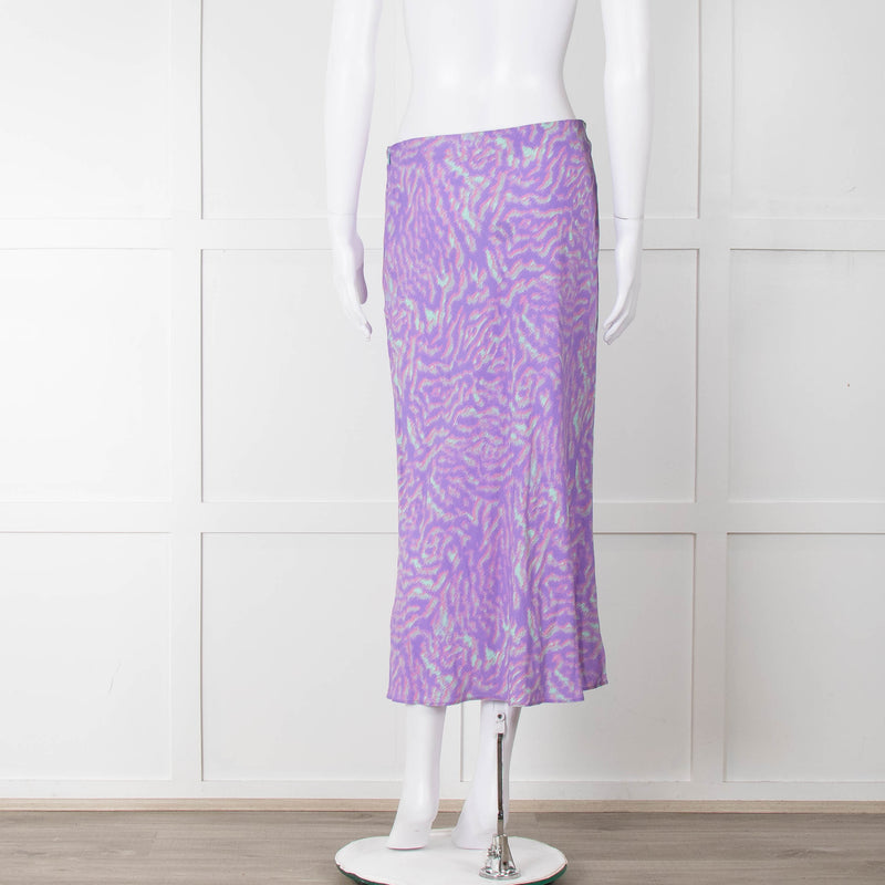 PS Paul Smith Lilac Grey Swirl Print Midi Skirt