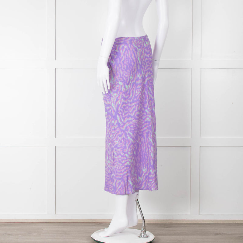 PS Paul Smith Lilac Grey Swirl Print Midi Skirt