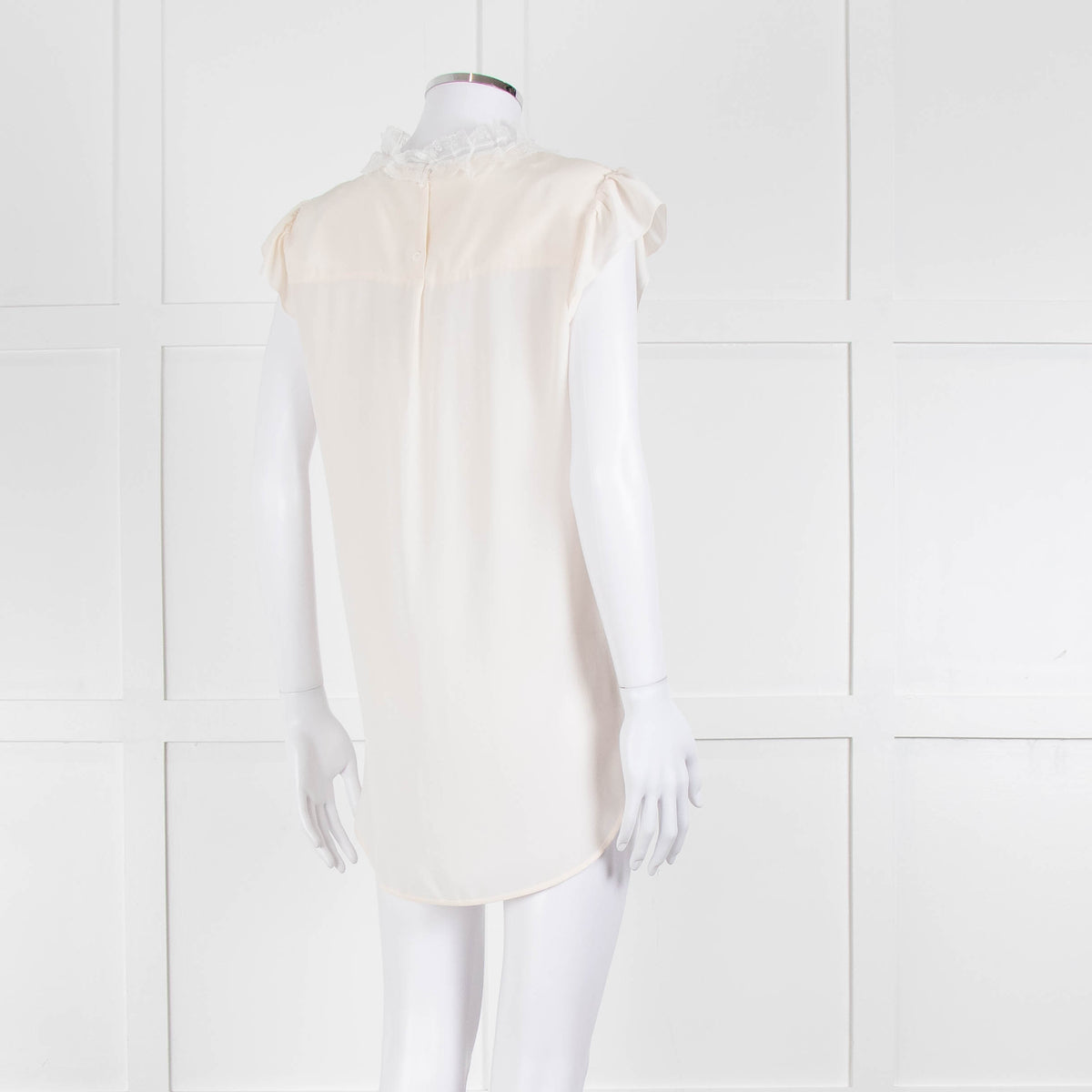 Sandro Cream Lace Trim Sleeveless Top