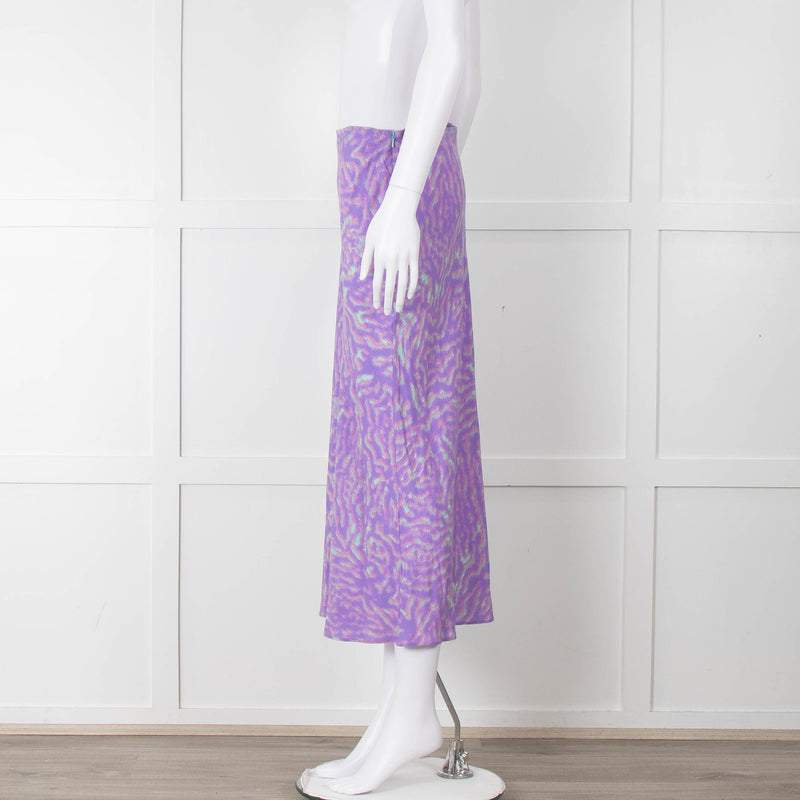 PS Paul Smith Lilac Grey Swirl Print Midi Skirt