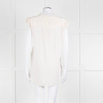 Sandro Cream Lace Trim Sleeveless Top
