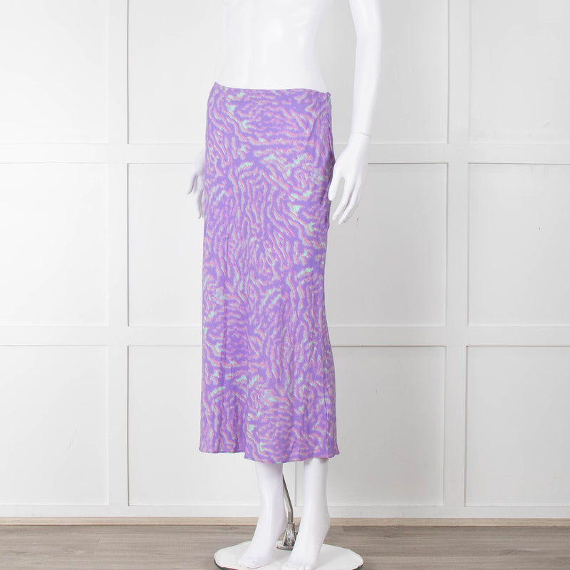 PS Paul Smith Lilac Grey Swirl Print Midi Skirt