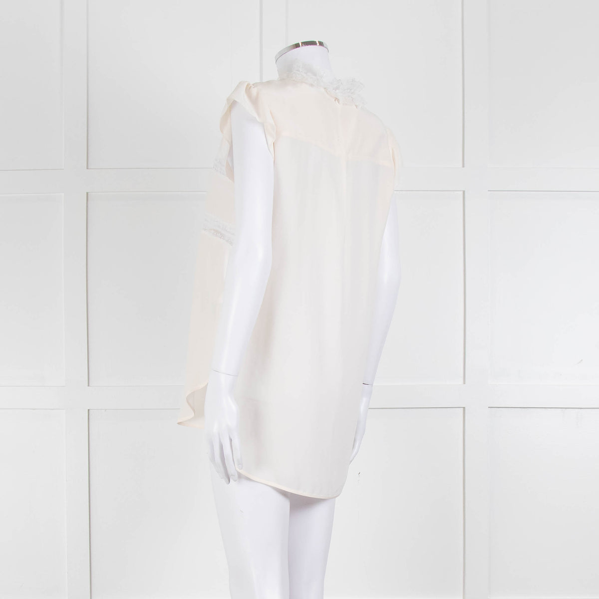 Sandro Cream Lace Trim Sleeveless Top
