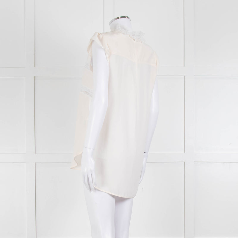 Sandro Cream Lace Trim Sleeveless Top