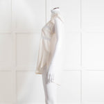 Sandro Cream Lace Trim Sleeveless Top