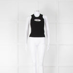 Diesel M-Onerva-Top Black Vest Top with Silver Metal Logo