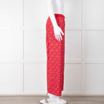 Carolina Herrera Red White Knit WideTrousers