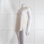Sandro Cream Lace Trim Sleeveless Top