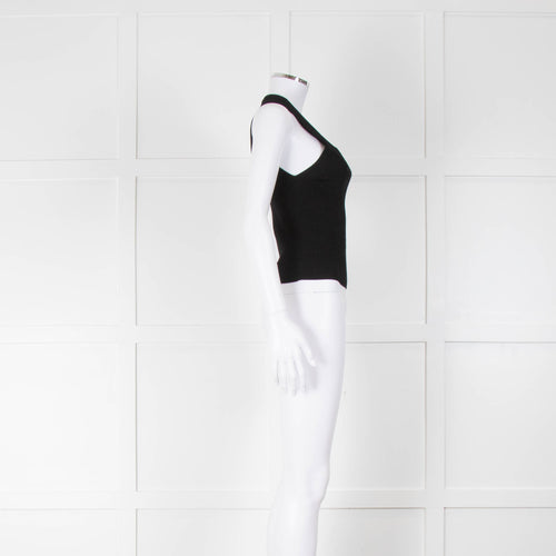 Diesel M-Onerva-Top Black Vest Top with Silver Metal Logo