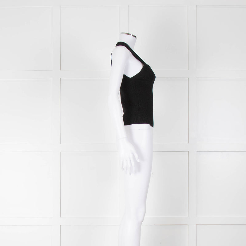Diesel M-Onerva-Top Black Vest Top with Silver Metal Logo