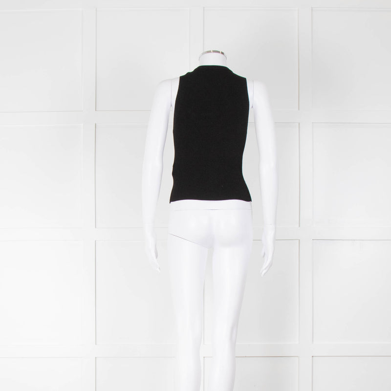 Diesel M-Onerva-Top Black Vest Top with Silver Metal Logo