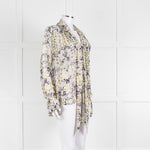 Pyrus Cream Purple Green Sheer Oversized Neck Tie Long Sleeve Top