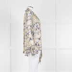 Pyrus Cream Purple Green Sheer Oversized Neck Tie Long Sleeve Top