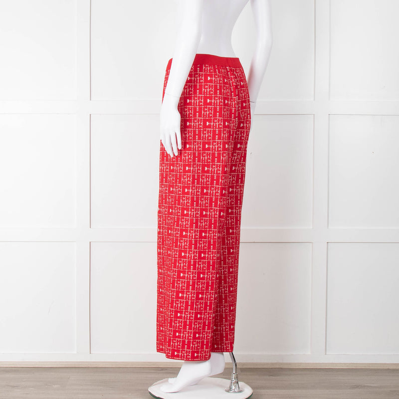 Carolina Herrera Red White Knit WideTrousers