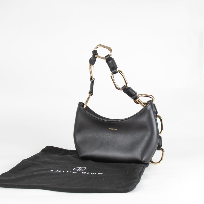 Anine Bing Black Mini Jody Bag With Gold Link Chain