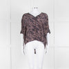 Pyrus Navy Peach Print Oversized Silk Sleeveless Top