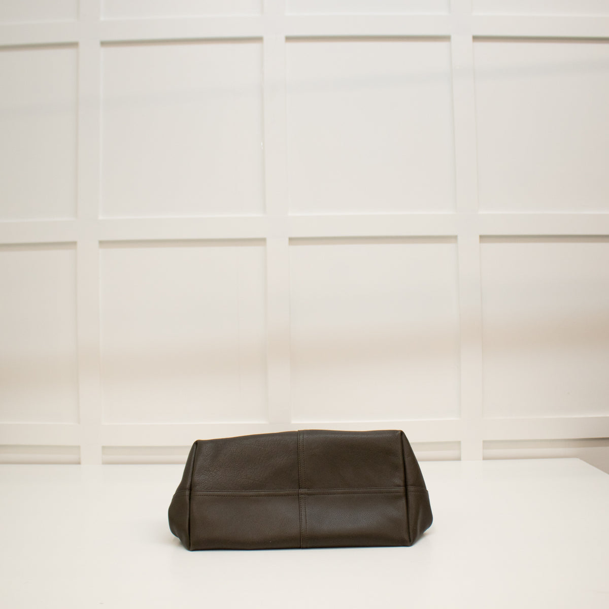 Ami Paris Khaki Green Midi Maxi Leather Tote Bag