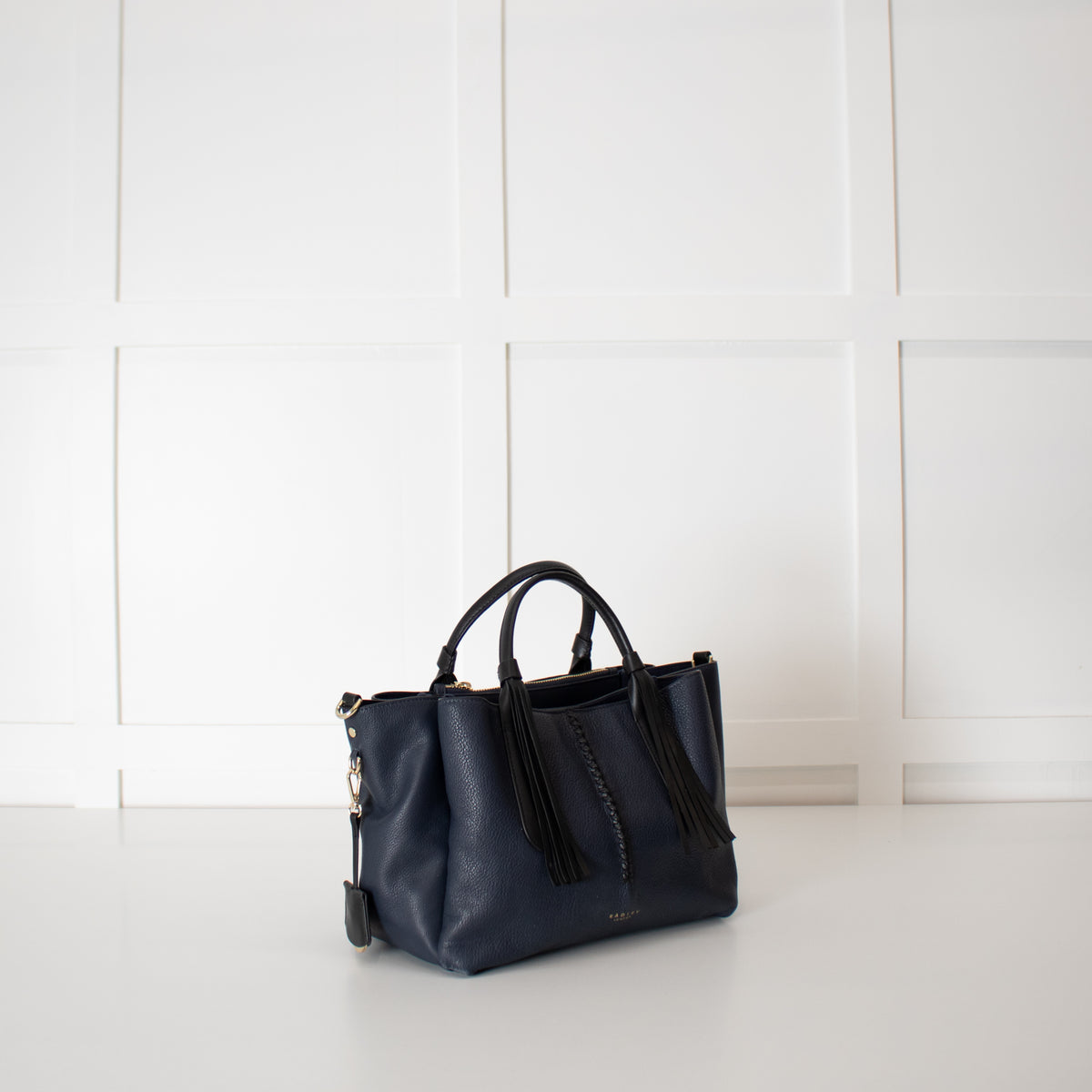 Radley Navy Blue Top Handle with Whipstitch Detail