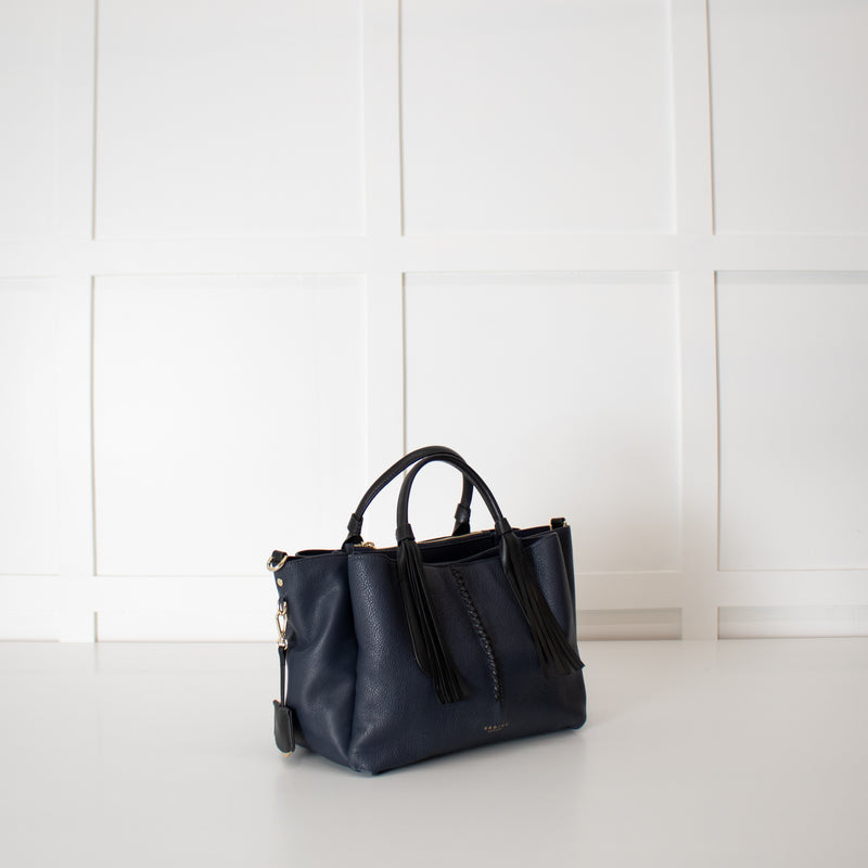 Radley Navy Blue Top Handle with Whipstitch Detail