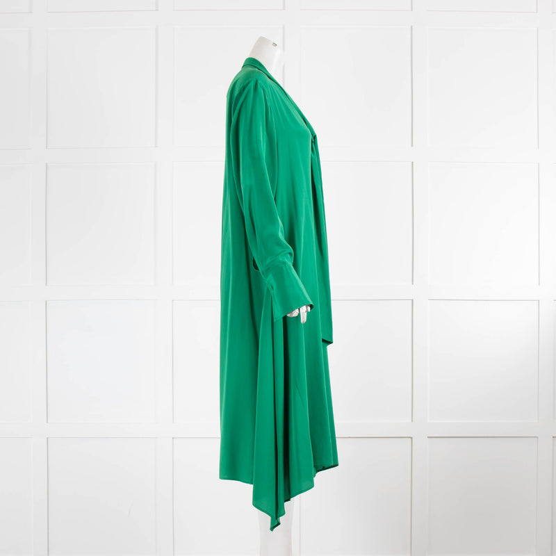 Joseph Green Silk Shirt Dress with Tie Neck