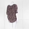 Pyrus Navy Peach Print Oversized Silk Sleeveless Top