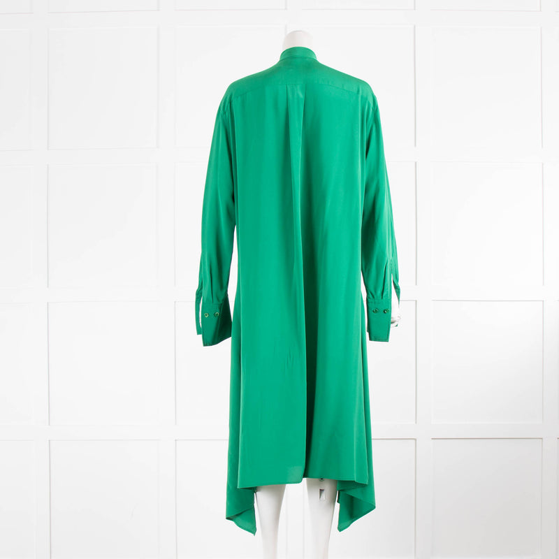 Joseph Green Silk Shirt Dress with Tie Neck