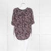 Pyrus Navy Peach Print Oversized Silk Sleeveless Top