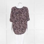 Pyrus Navy Peach Print Oversized Silk Sleeveless Top